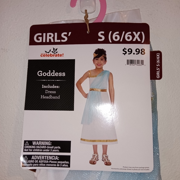 Girls' Goddess Halloween Costume Dress with Headband Size 6/6X - Picture 1 of 2